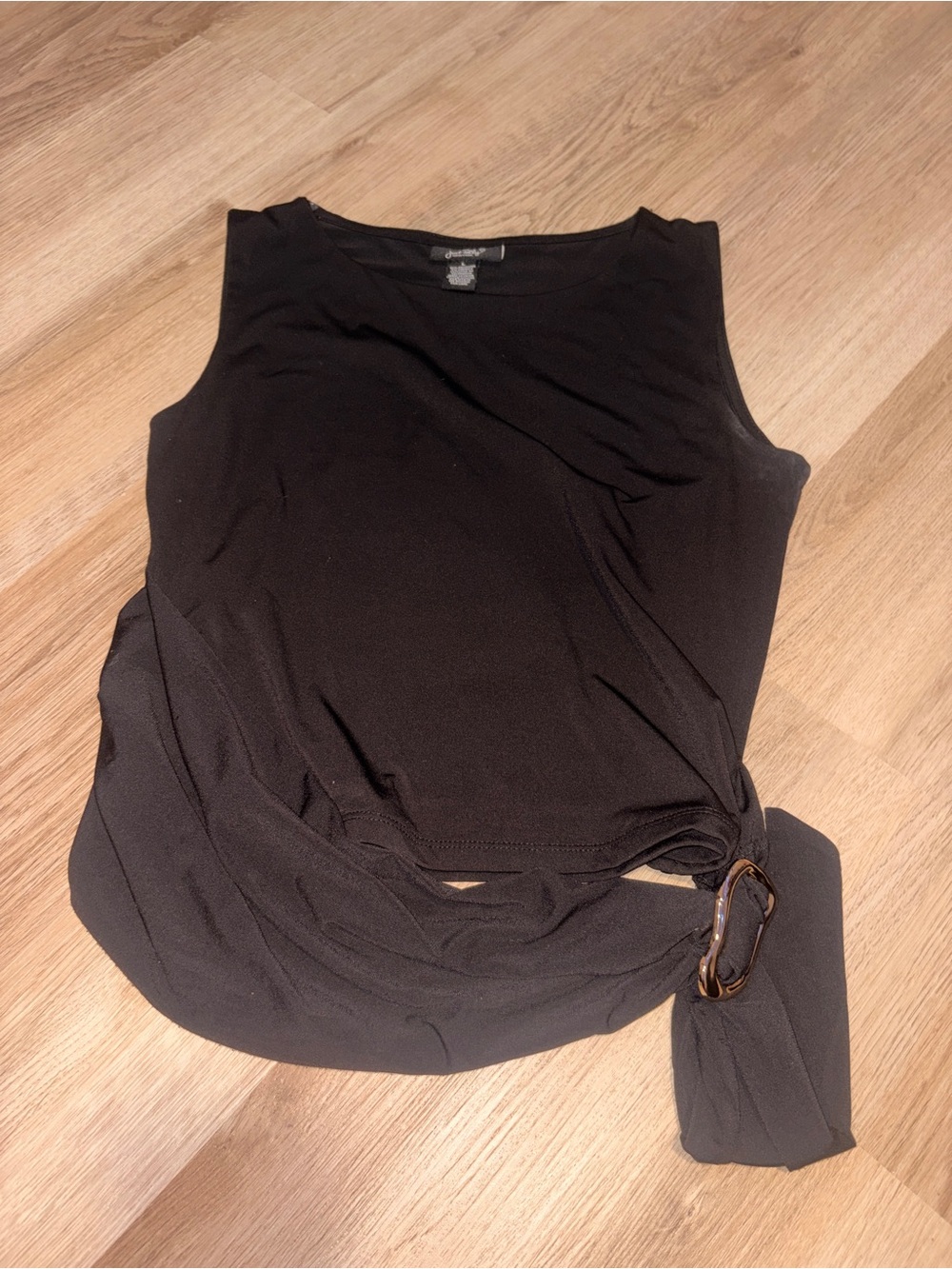 Black Sleeveless Belted Waist Top - Womens